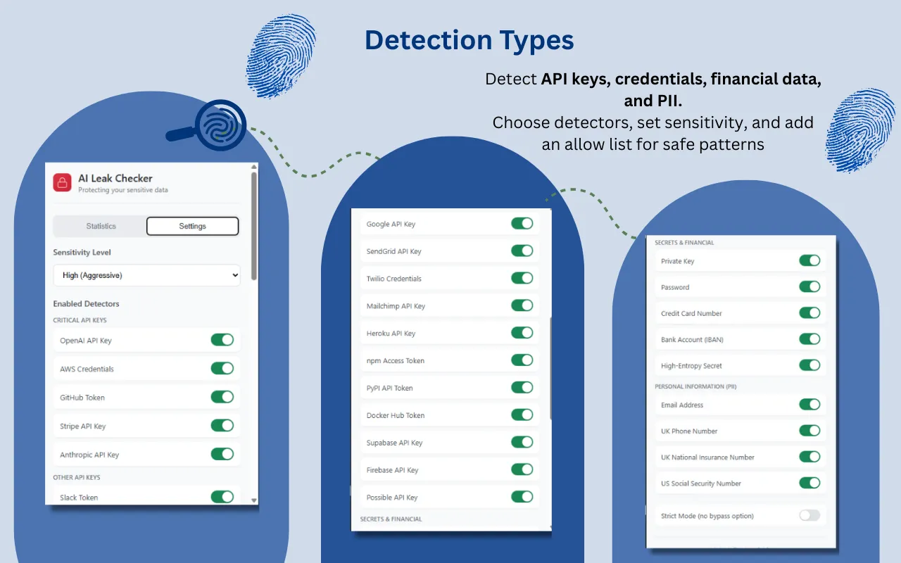 Screenshot of AI Leak Checker