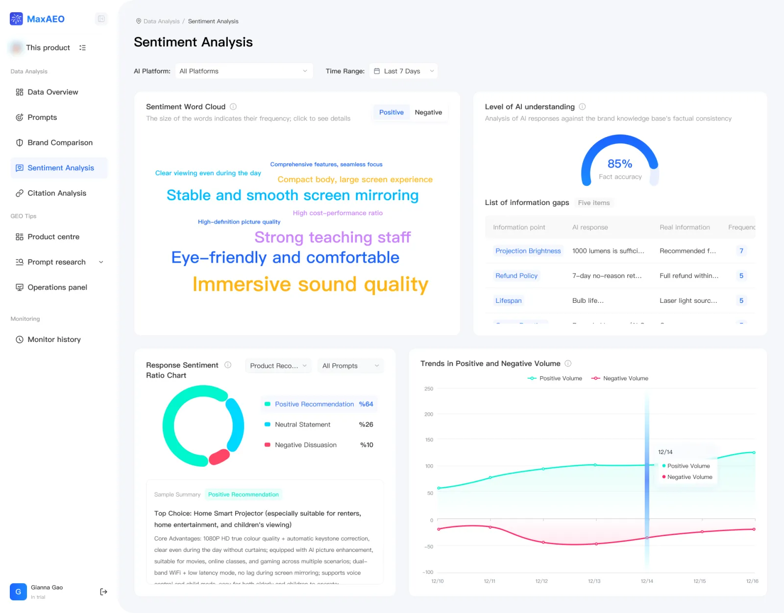 Screenshot of MaxAEO