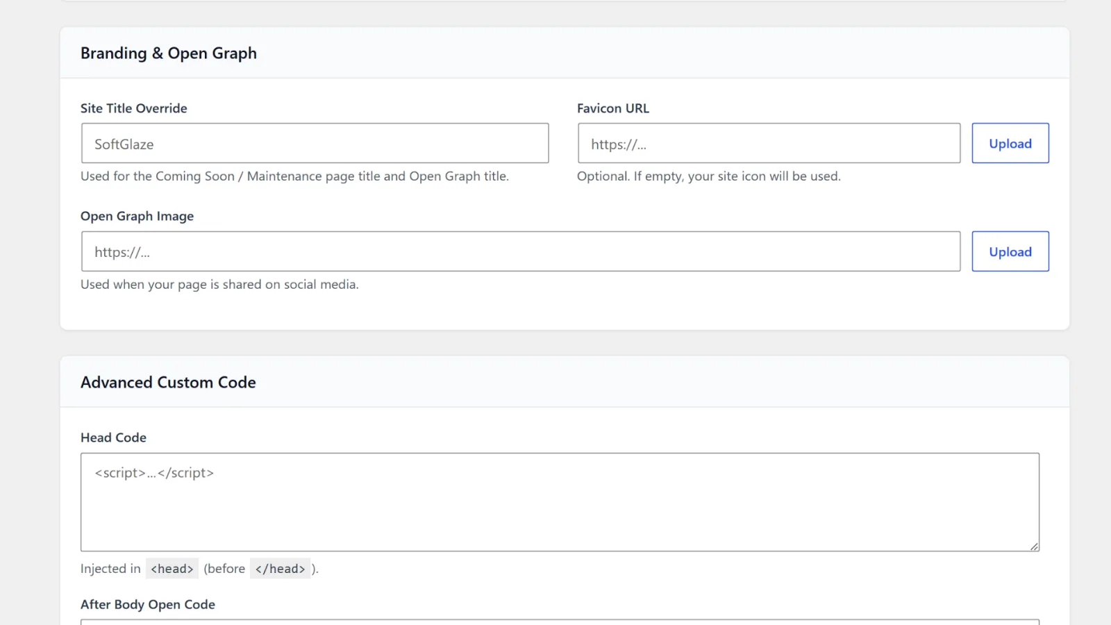 Screenshot of SoftGlaze Maintenance Mode & Coming Soon