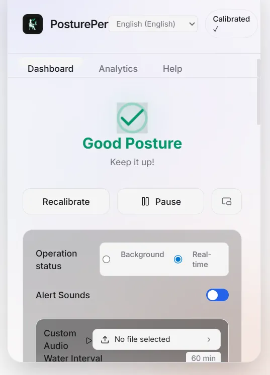 Screenshot of PosturePerfect | Your AI Posture Coach