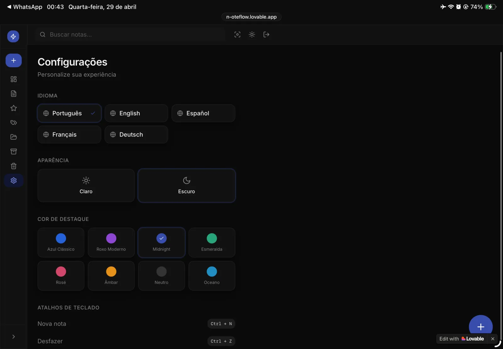 Screenshot of NoteFlow