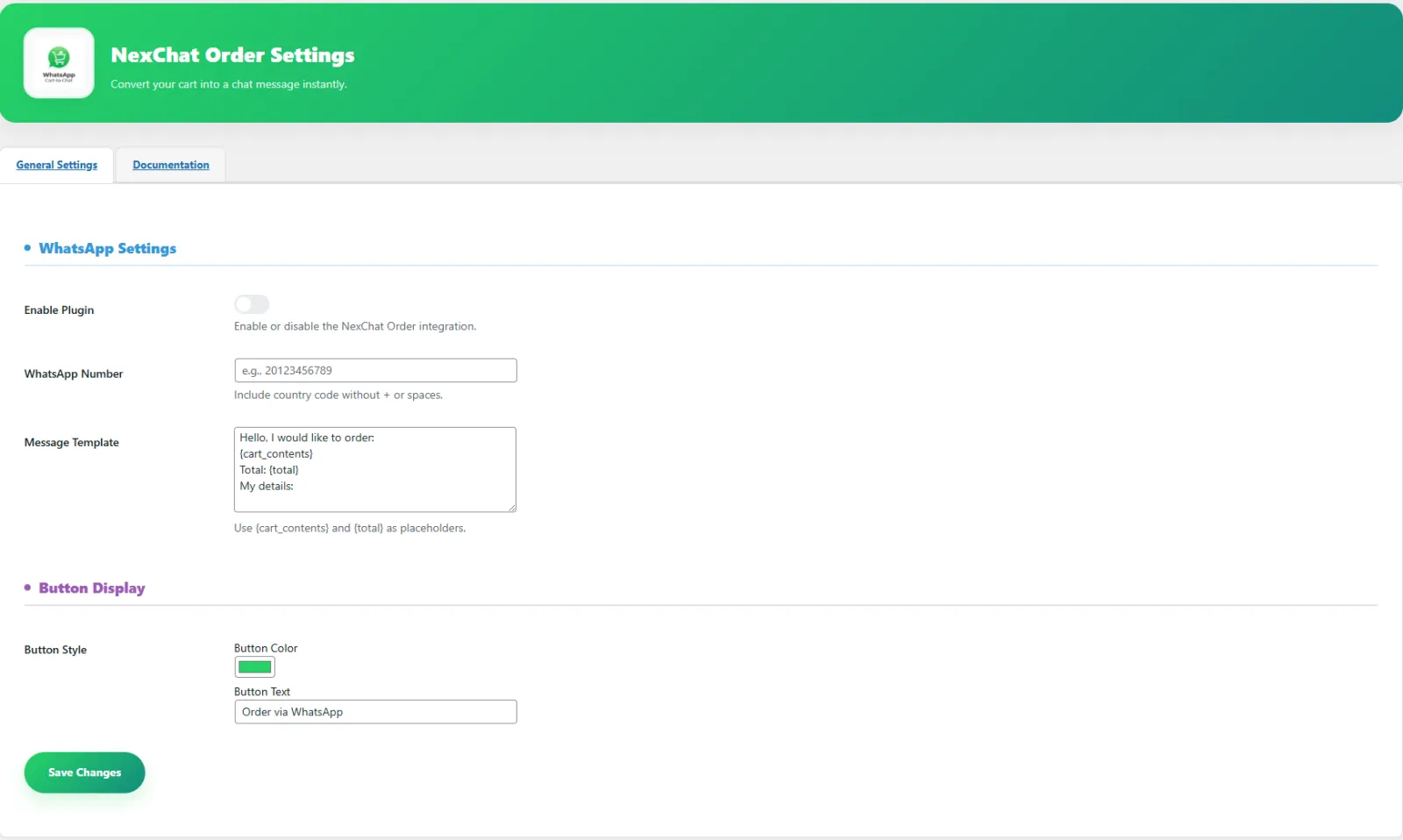 Screenshot of NexChat Express Cart-to-Chat Quick Order