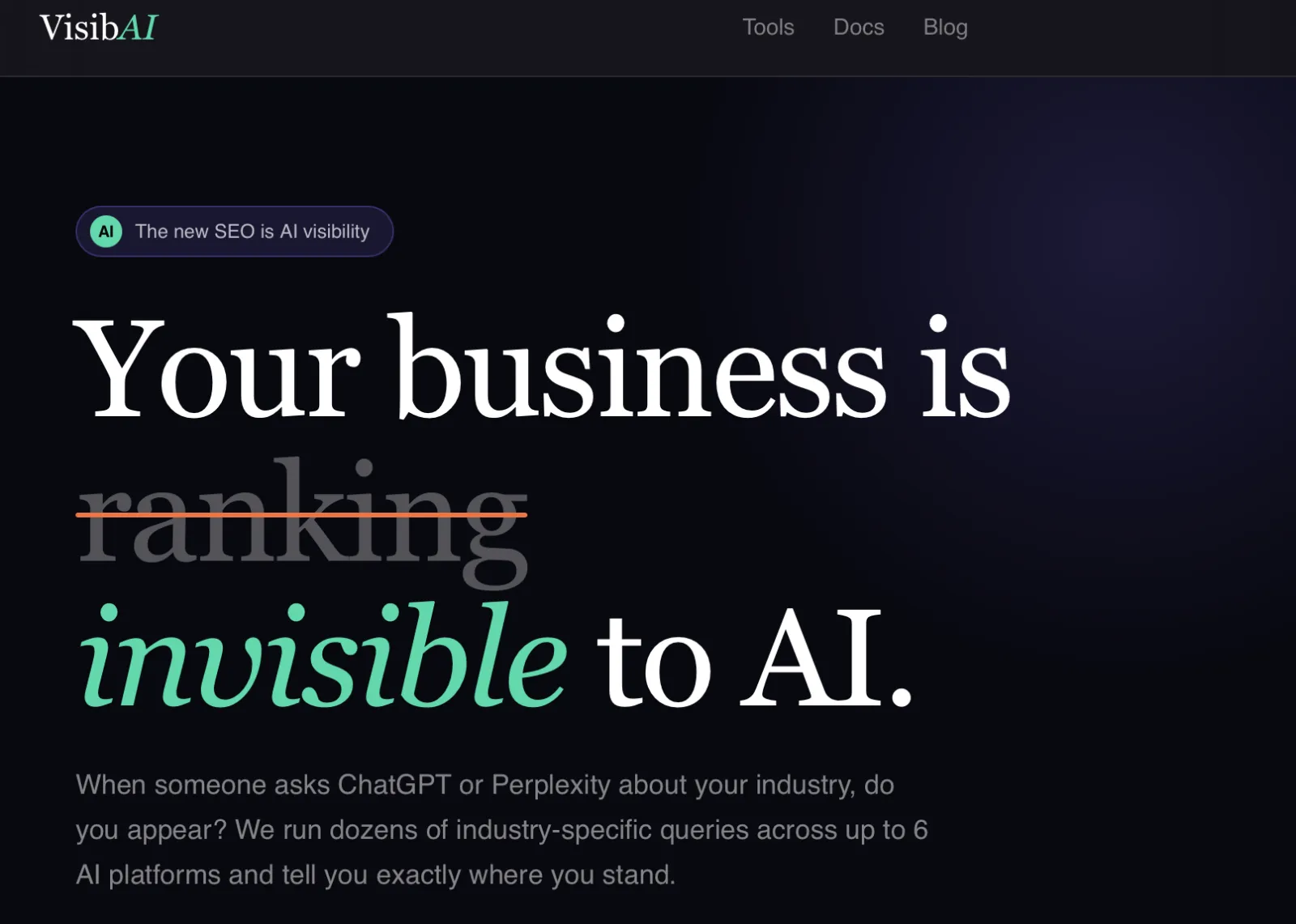 Screenshot of VisibAI