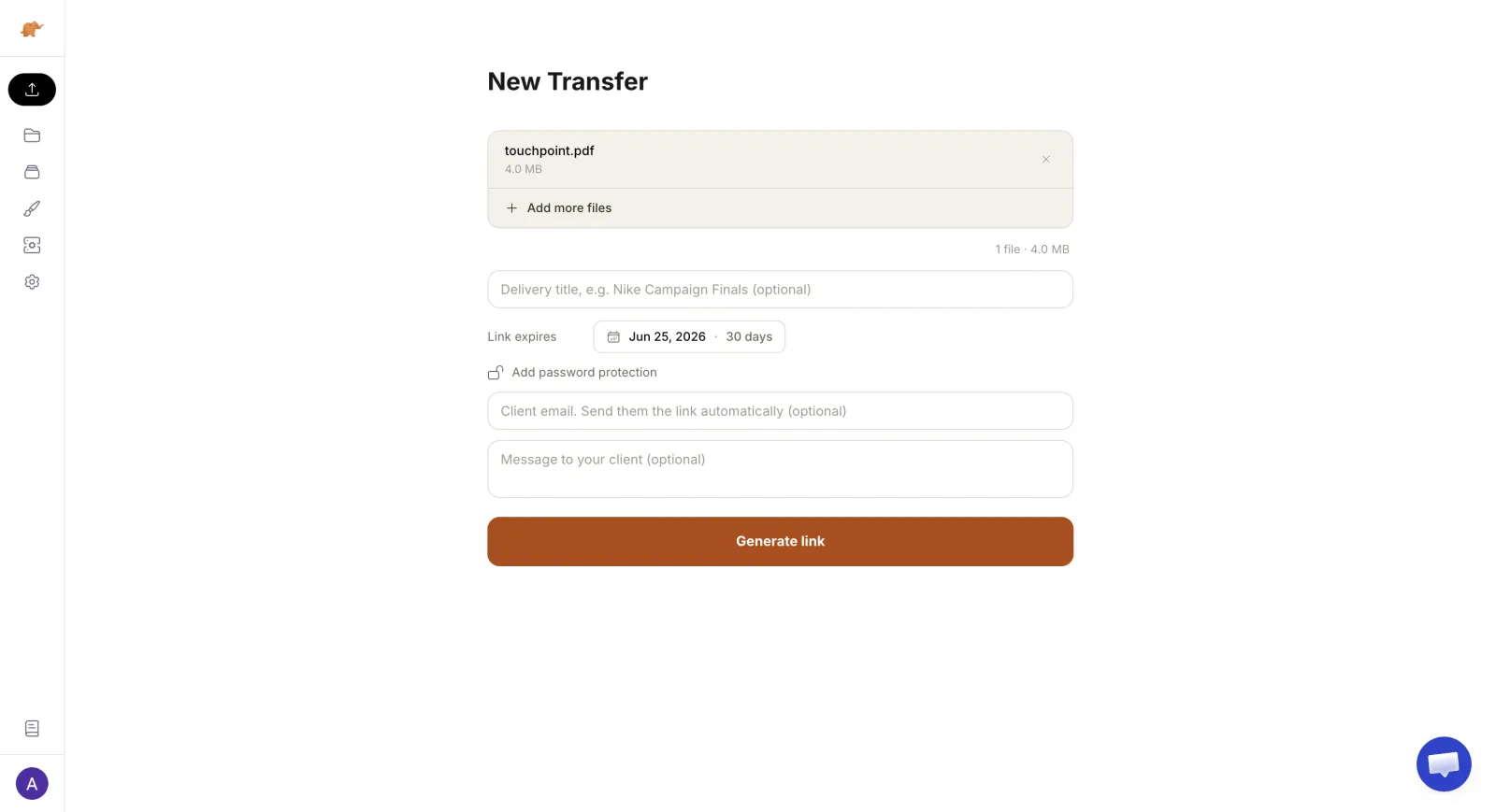 Screenshot of TrunkTransfer