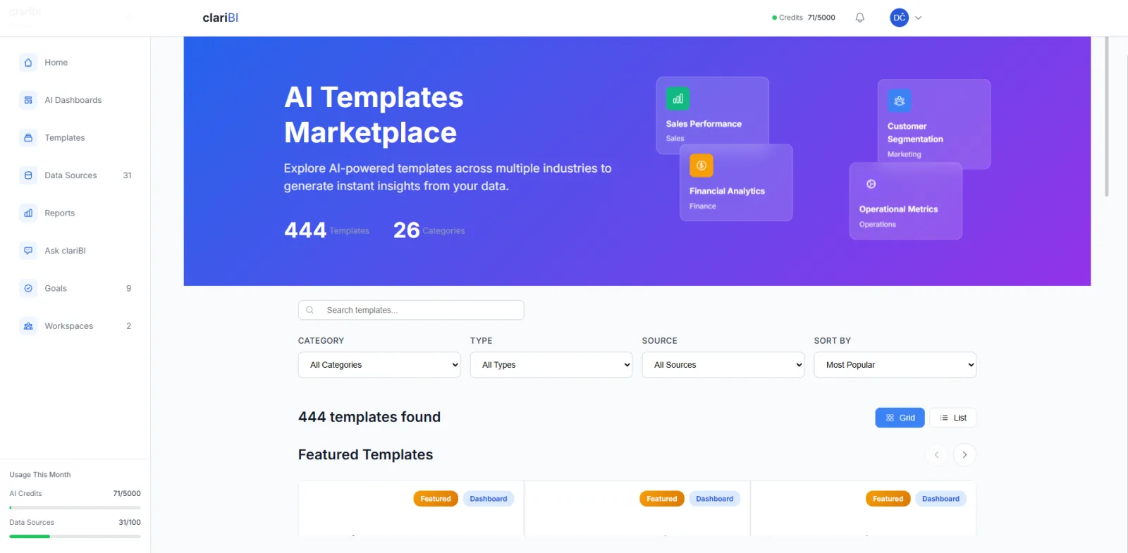 Screenshot of ClariBI.com
