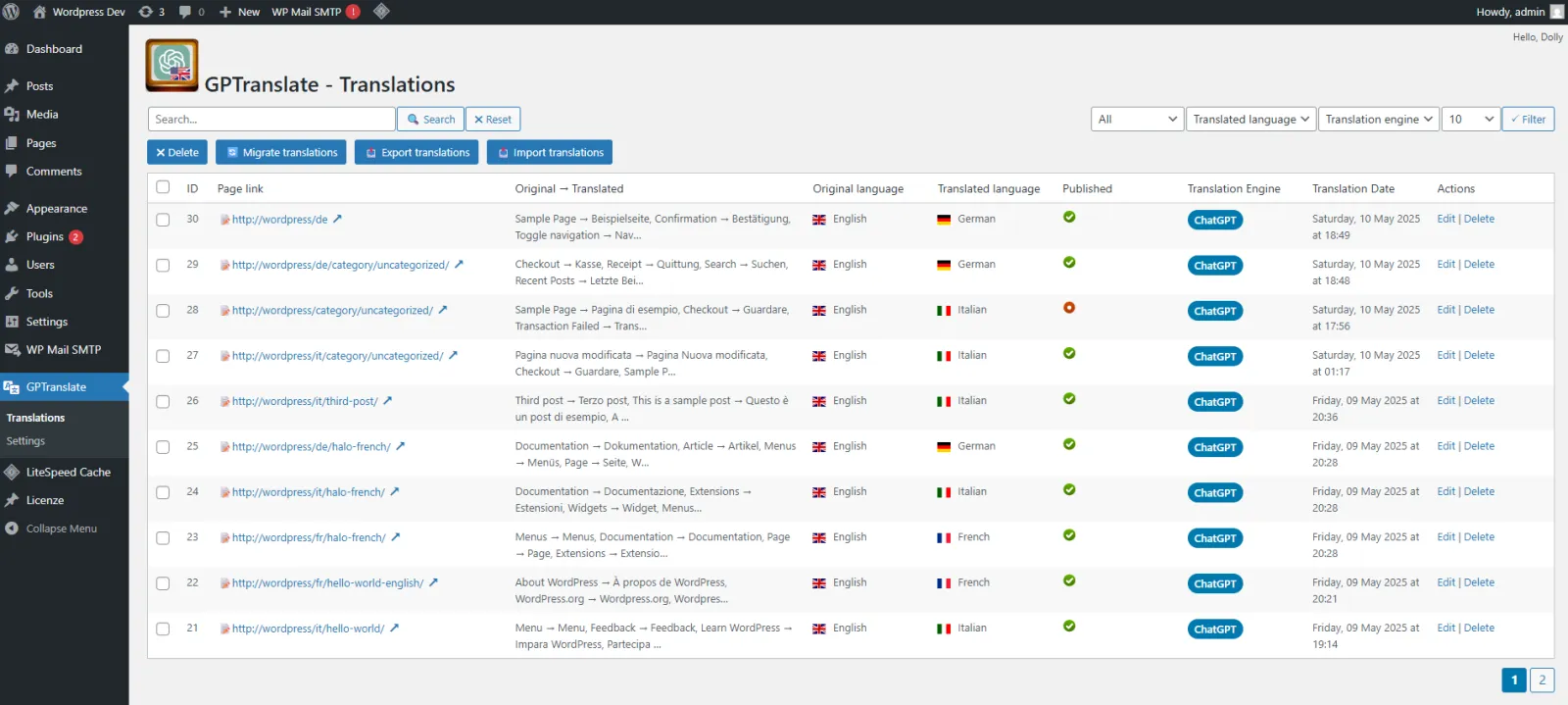 Screenshot of GPTranslate