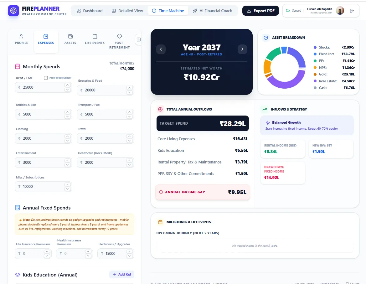 Screenshot of FIREPlanner