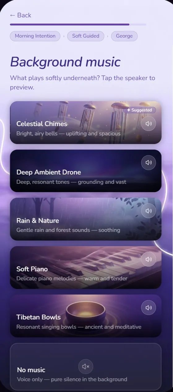 Screenshot of MediTailor - AI Meditation App