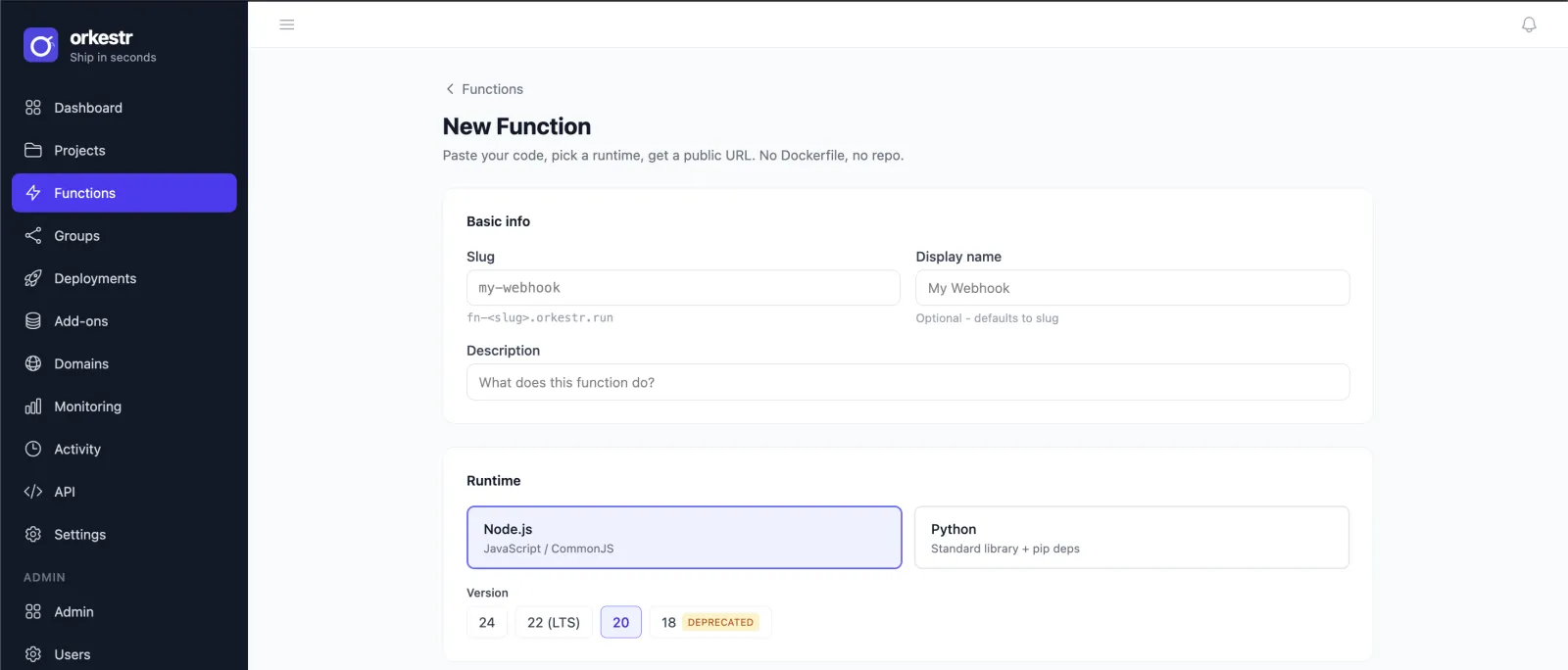 Screenshot of orkestr