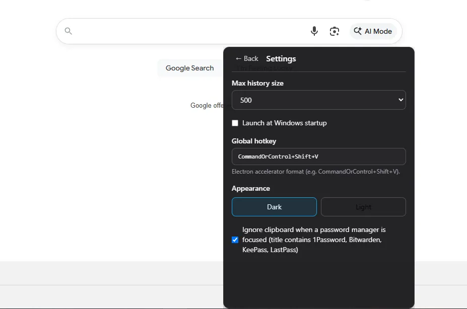 Screenshot of PastePilot