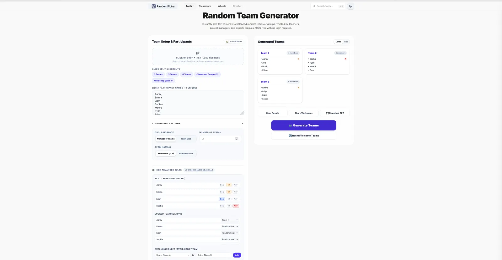 Screenshot of RandomPicker