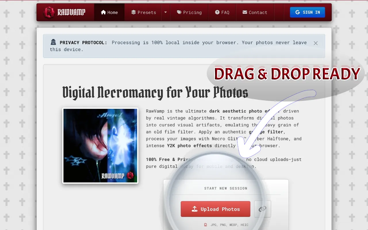 Screenshot of RawVamp: Dark Aesthetic Photo Editor & Y2K Grunge Filter