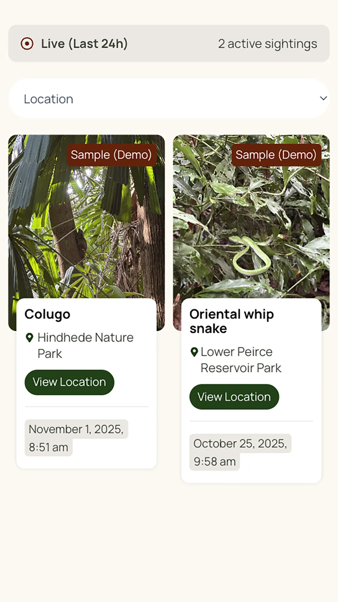 Screenshot of SG WildSight