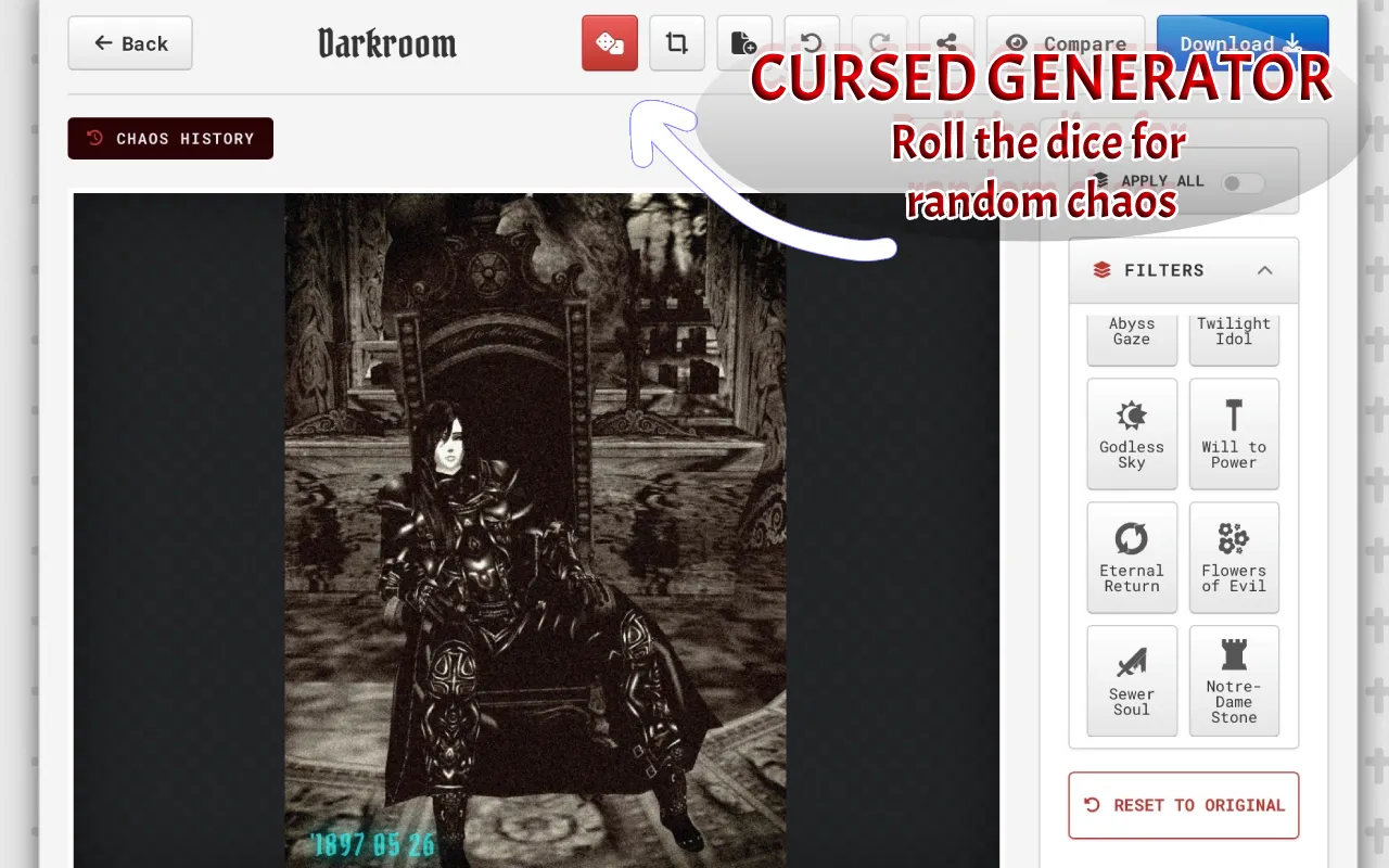 Screenshot of RawVamp: Dark Aesthetic Photo Editor & Y2K Grunge Filter