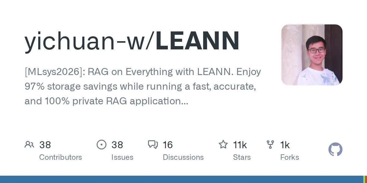 Screenshot of LEANN: RAG on Everything with 97% Storage Savings