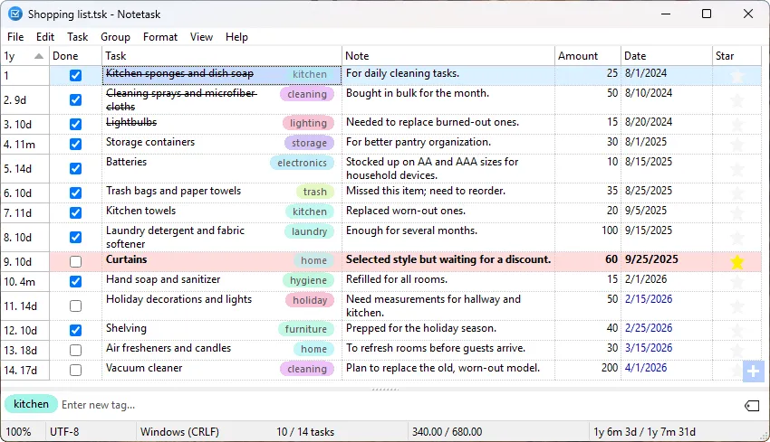 Screenshot of Notetask