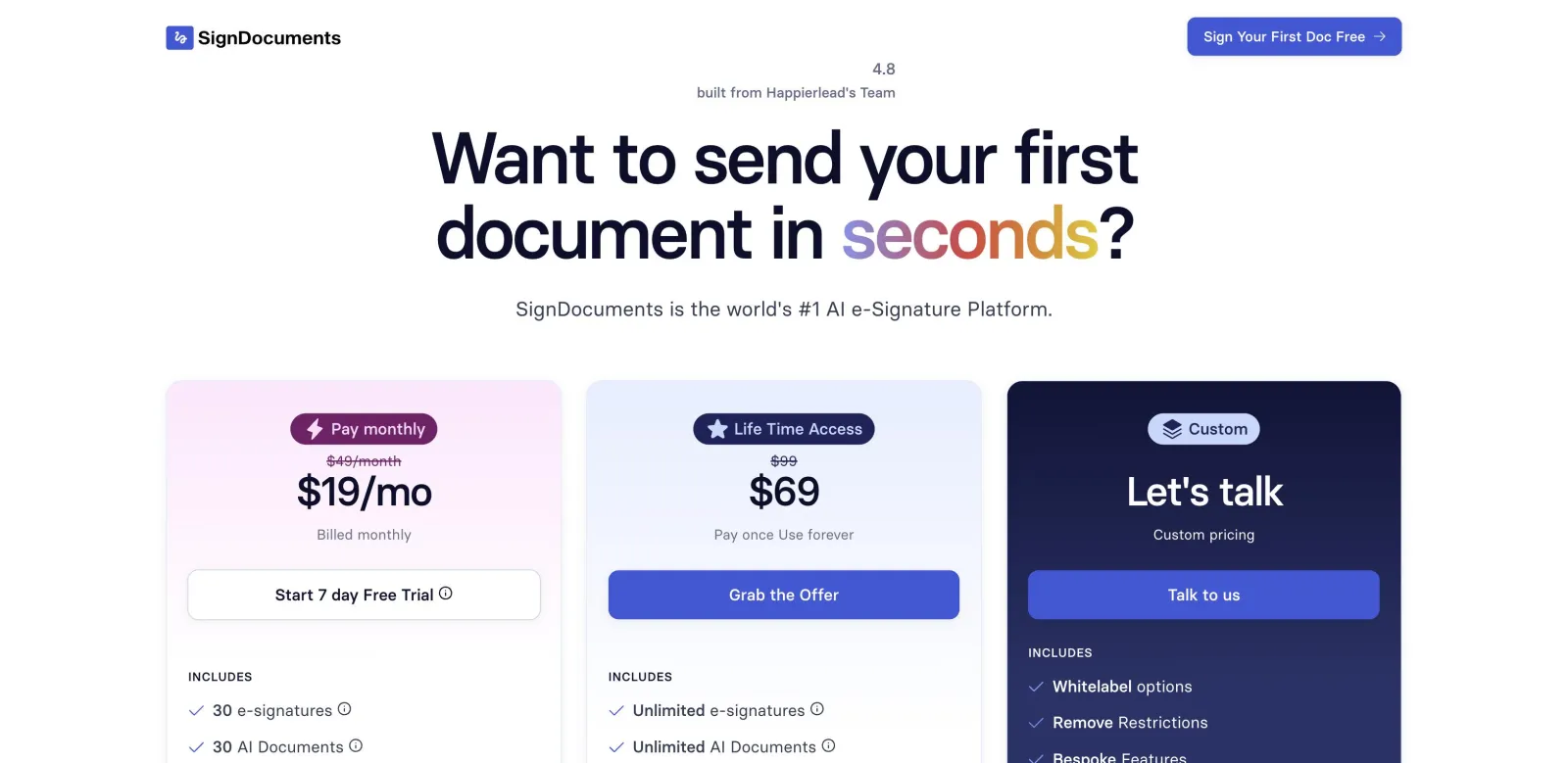 Screenshot of SignDocuments.io
