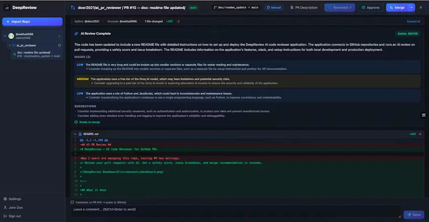 Screenshot of DeepReview