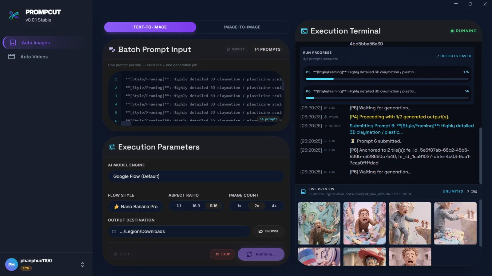 Screenshot of PrompCut