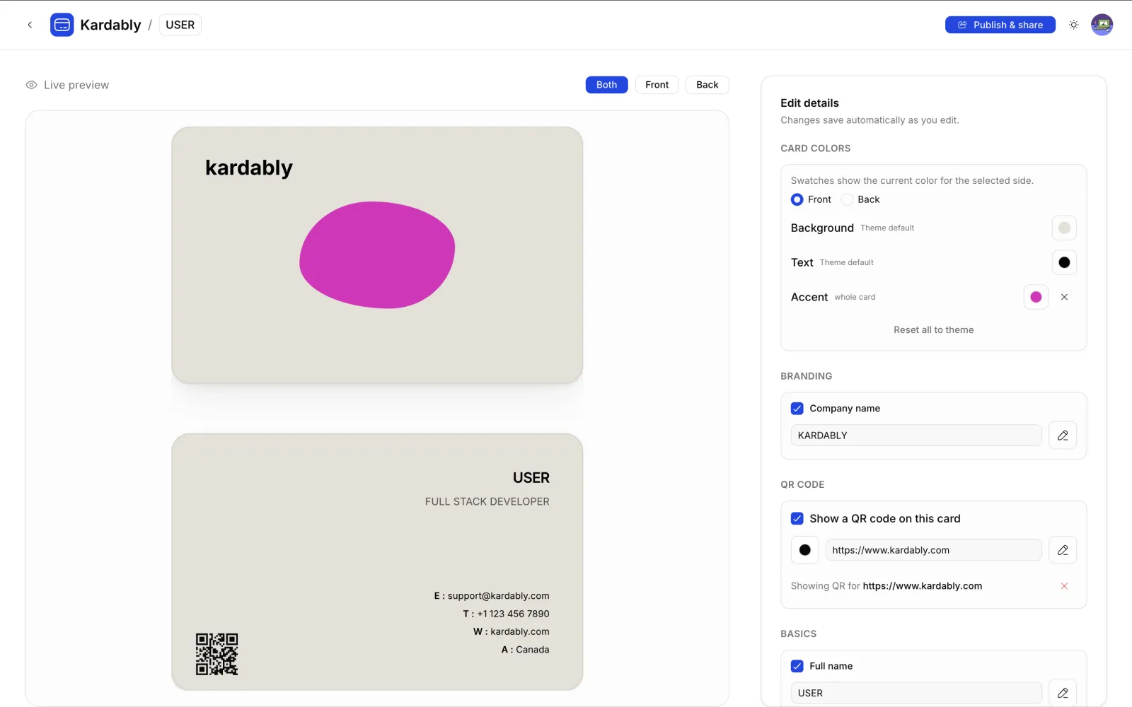 Screenshot of Kardably