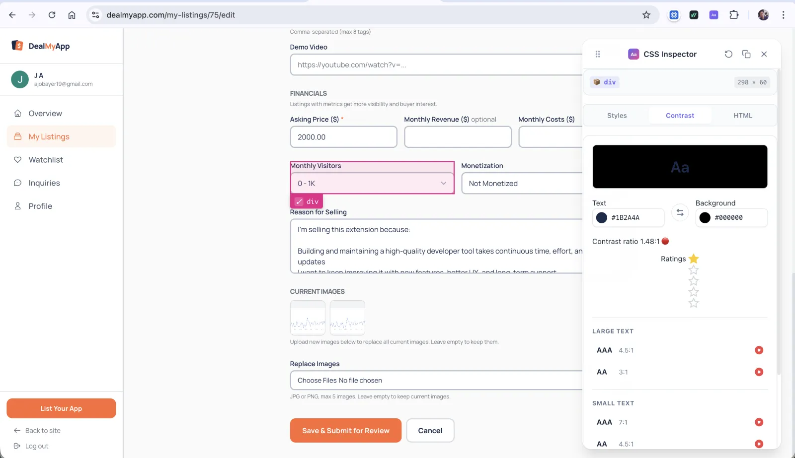 Screenshot of CSS Inspector Pro