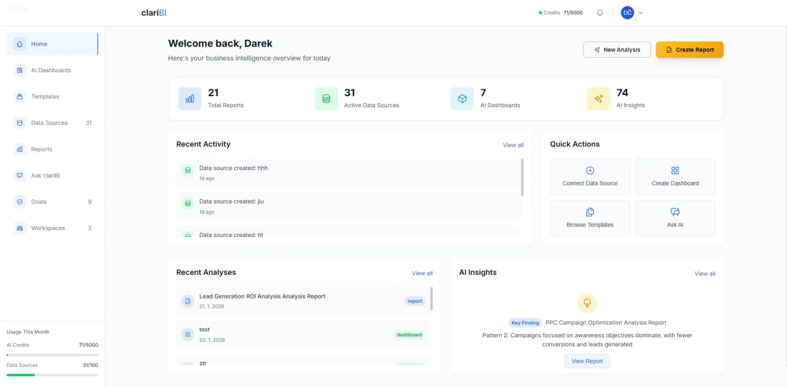 Screenshot of ClariBI.com
