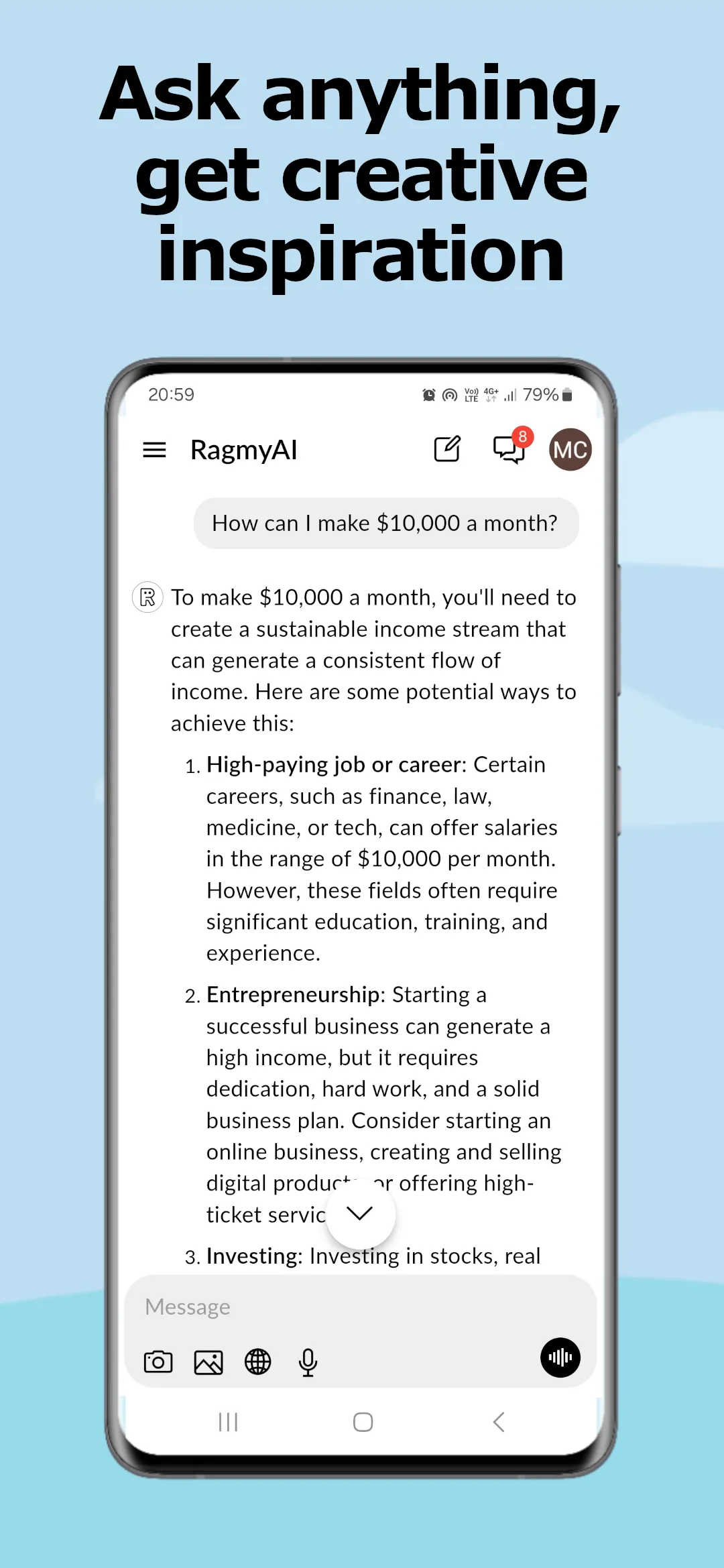 Screenshot of RagmyAI: Personal AI Chatbot