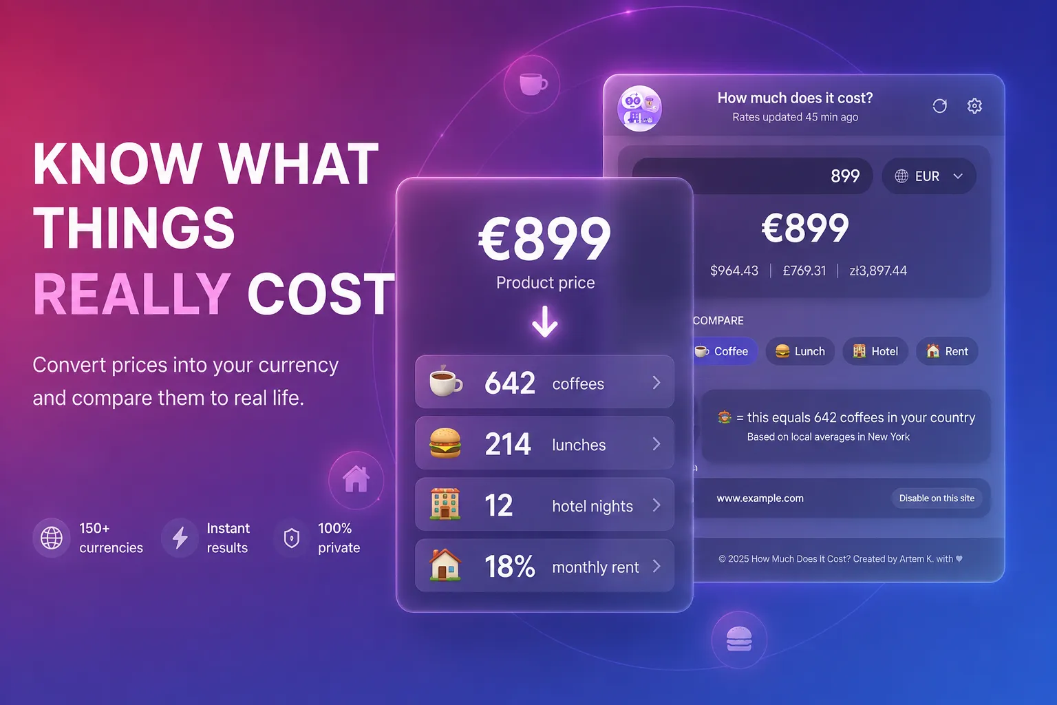 Screenshot of How Much Does It Cost? — Smart Price Converter & Real Cost Comparison