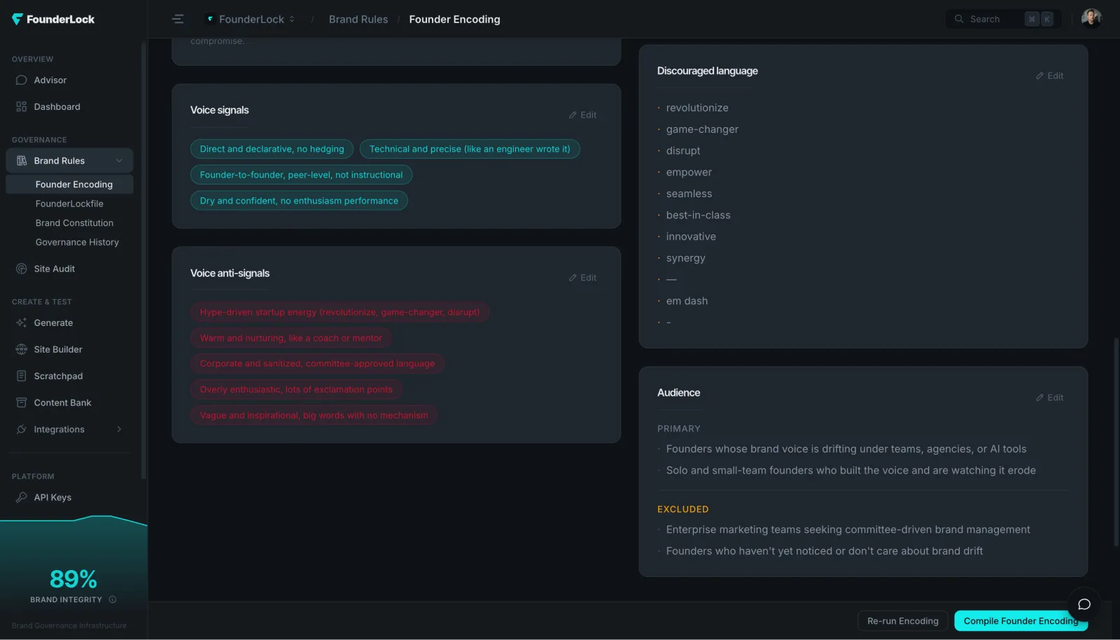 Screenshot of FounderLock