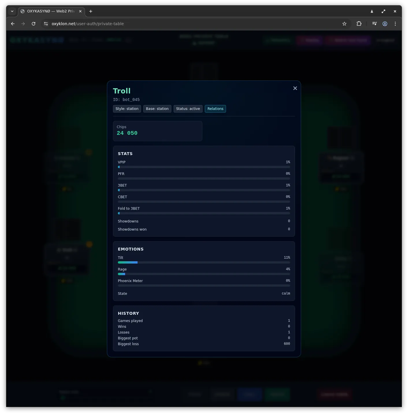 Screenshot of OXY Poker