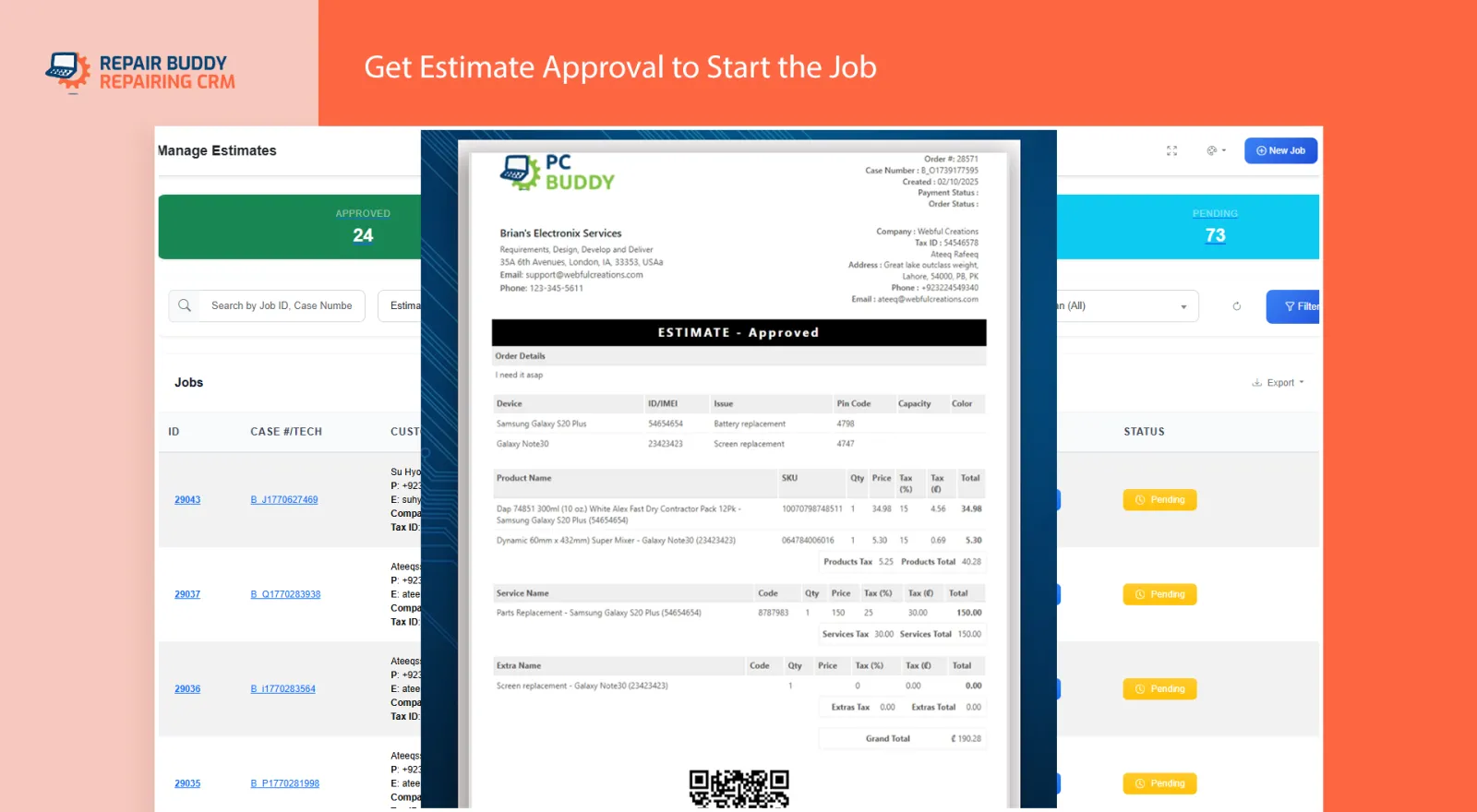 Screenshot of RepairBuddy – Repair Shop CRM & Booking System