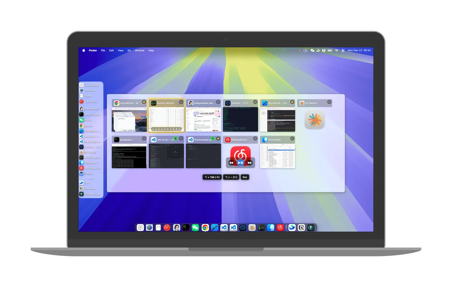 Screenshot of InfyniDock