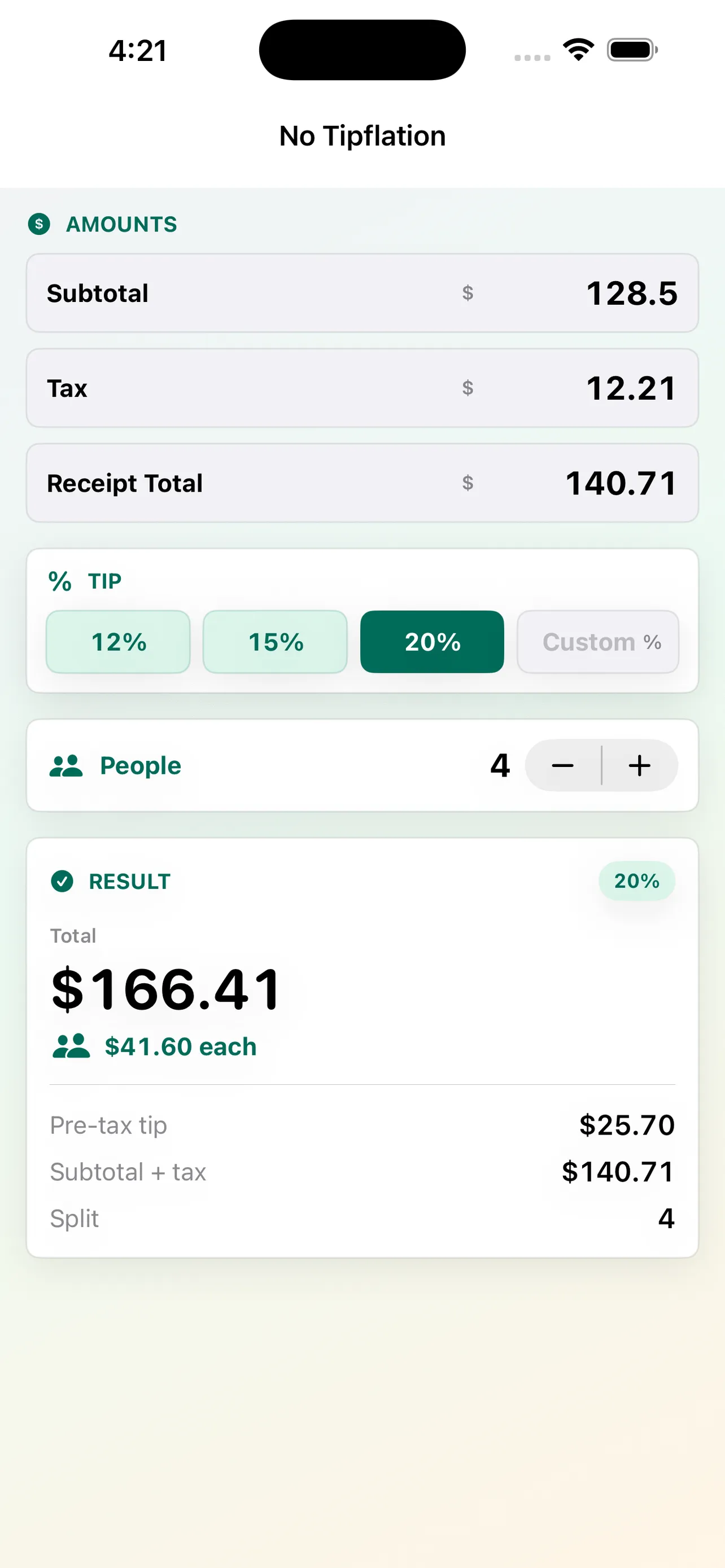 Screenshot of No tipflation