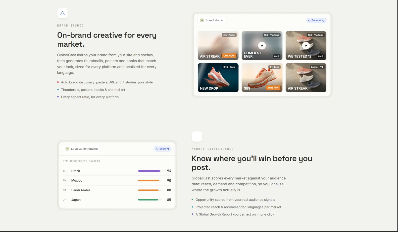 Screenshot of GlobalCast ai