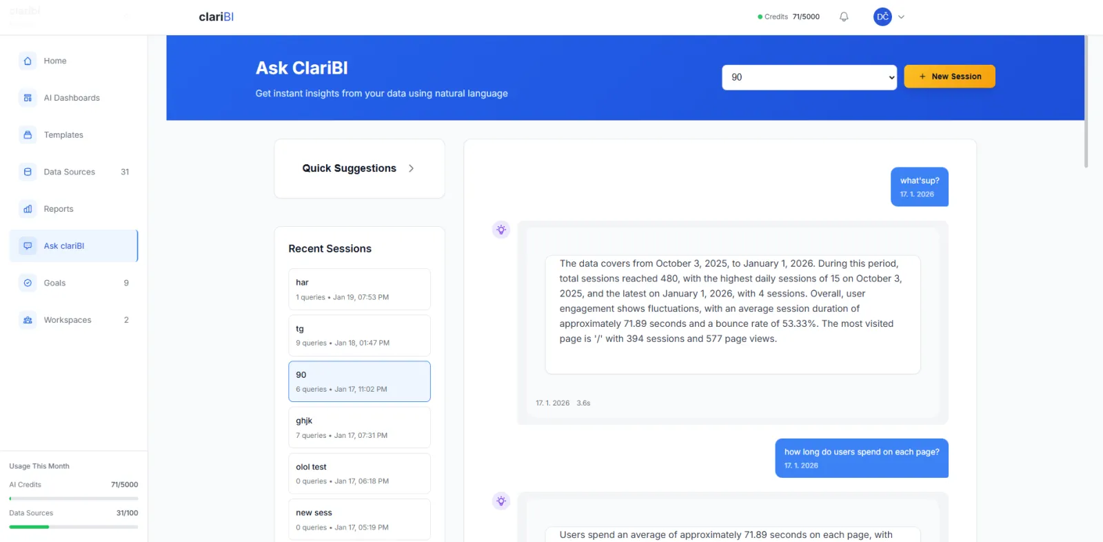 Screenshot of ClariBI.com
