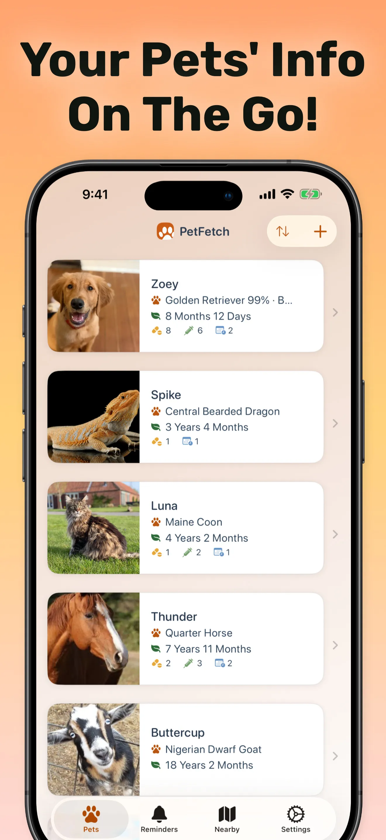 Screenshot of PetFetch - Pet Organizer