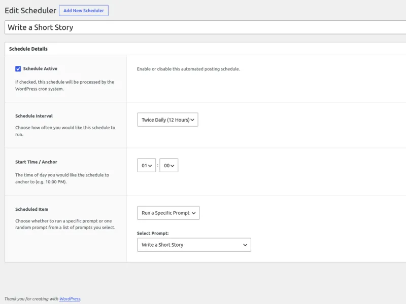 Screenshot of Pipeline Publisher - An AI Autoblogger for WordPress