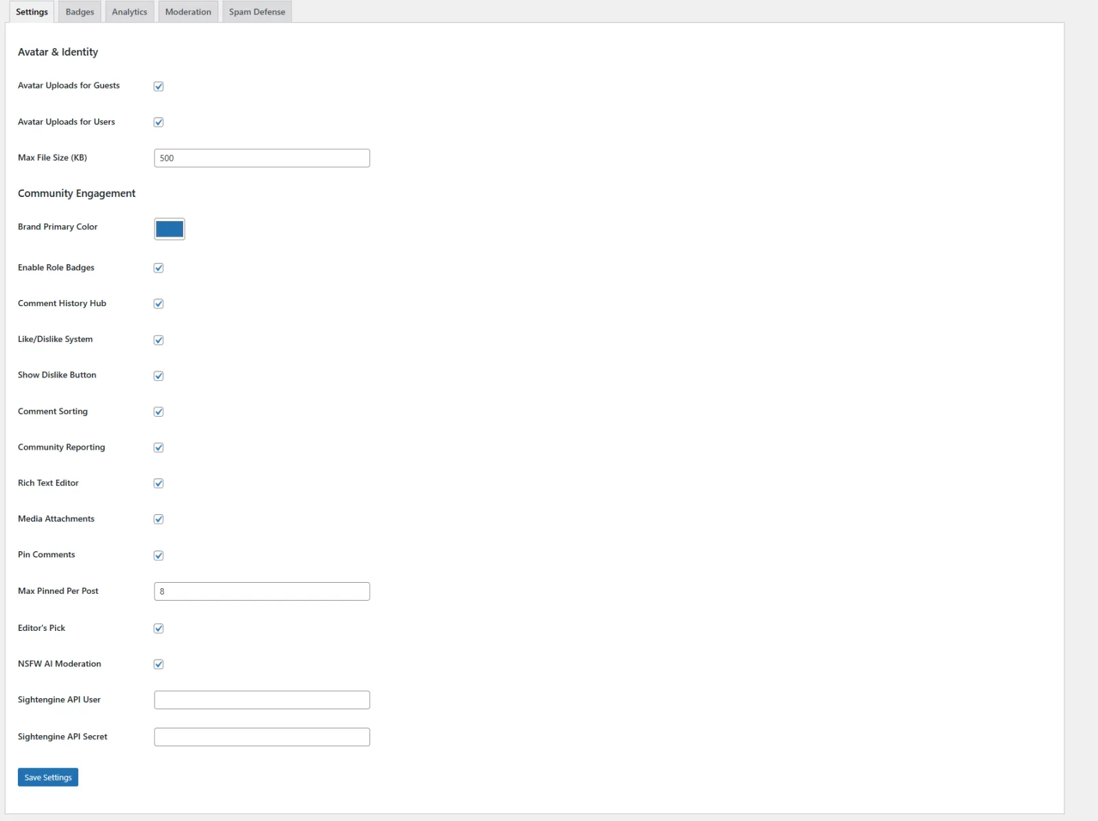 Screenshot of Commvatar - Custom Avatars, Captcha & Comment Socialiser Wordpress Plugin