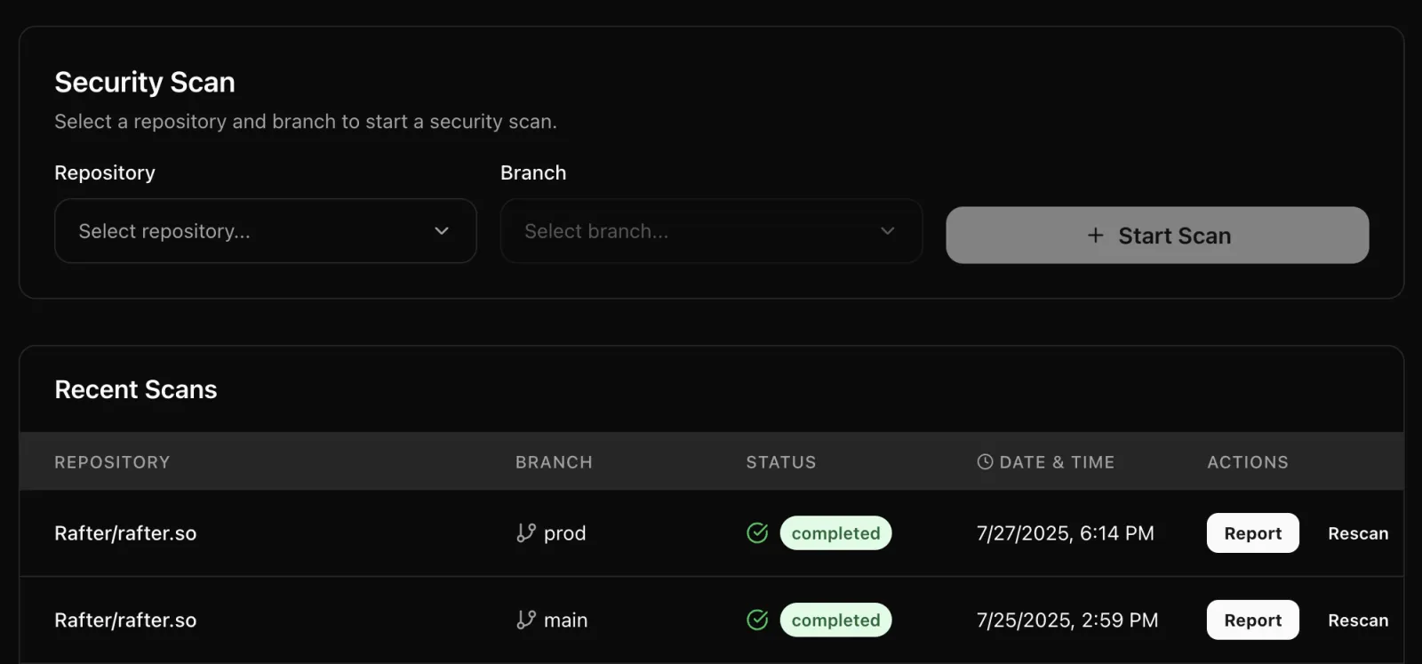 Screenshot of Rafter