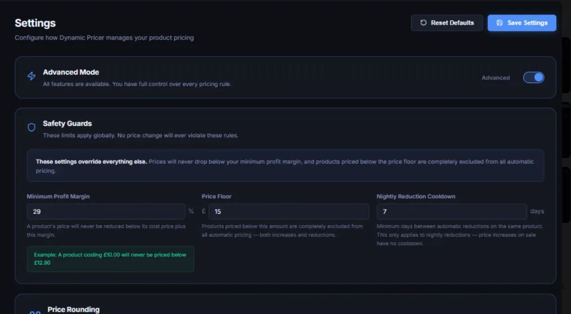 Screenshot of Dynamic Pricer