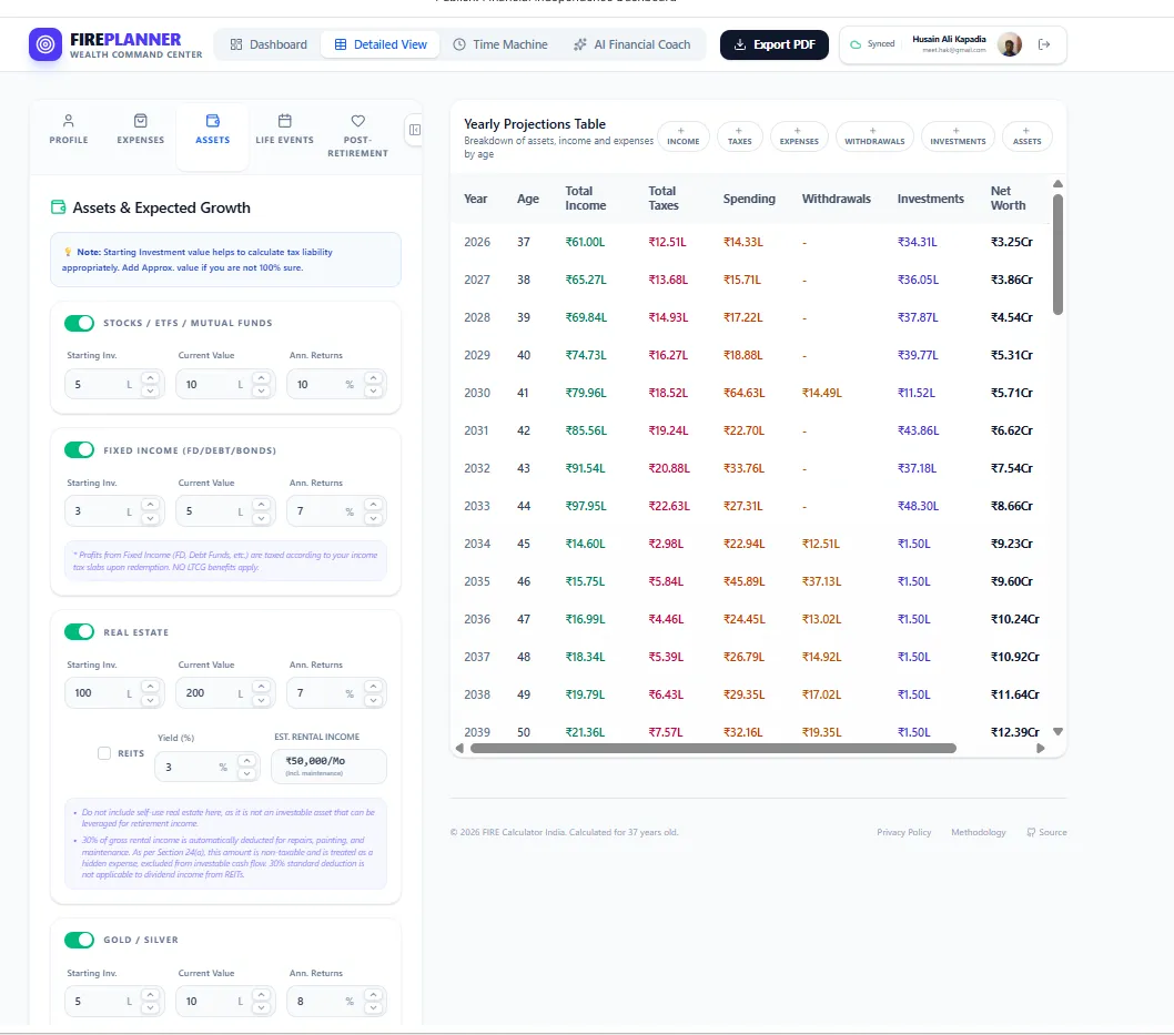 Screenshot of FIREPlanner