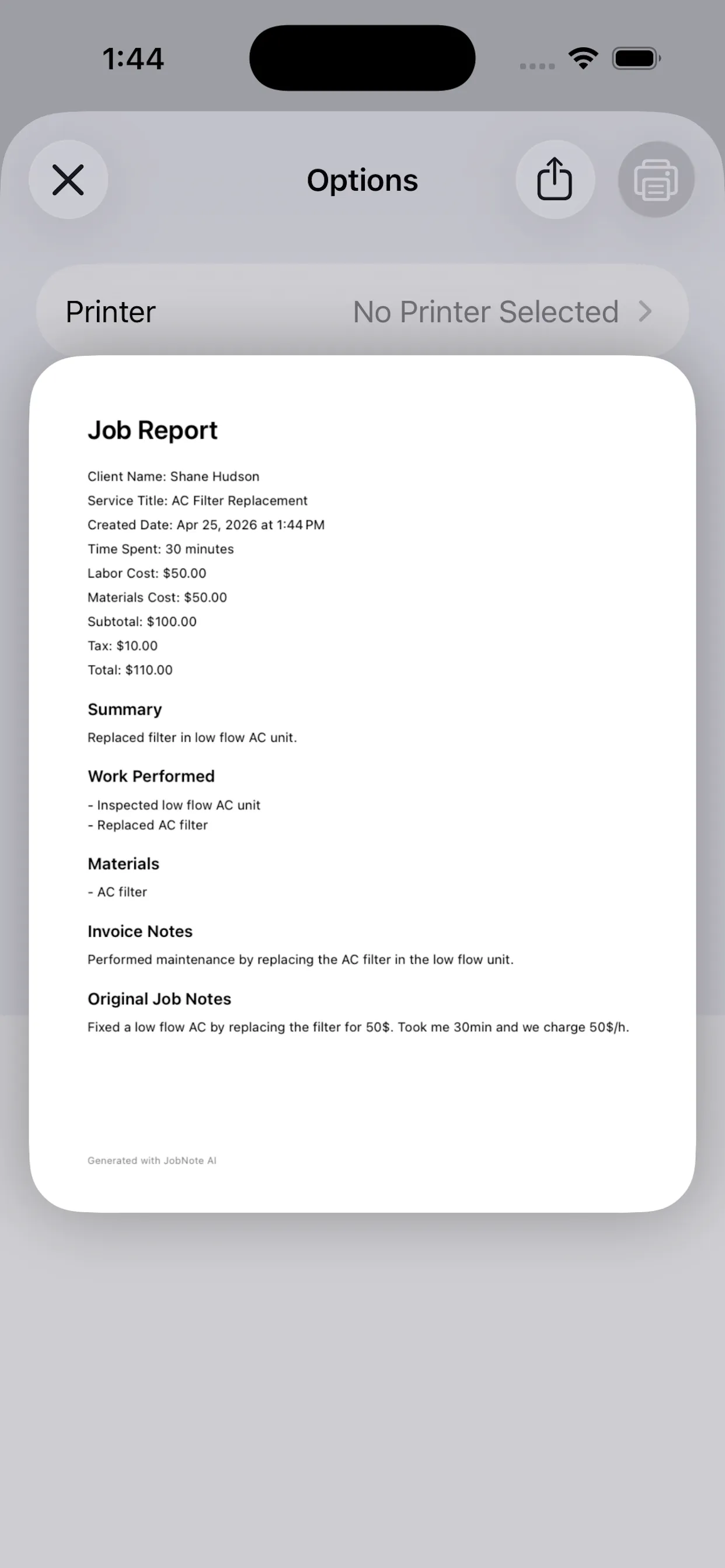 Screenshot of JobNote AI