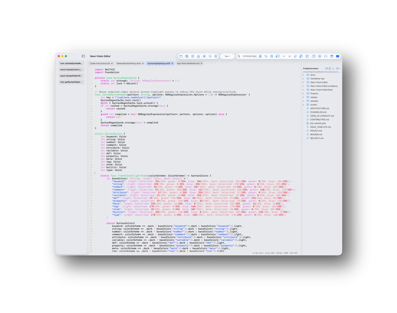 Screenshot of Neon Vision Editor