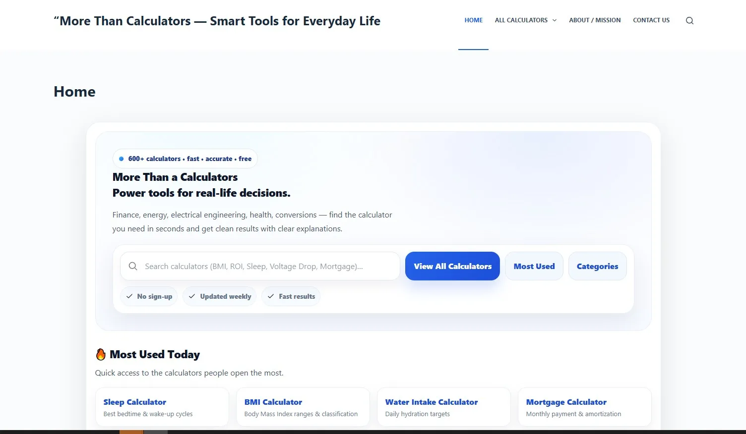 Screenshot of Morethanacalculators