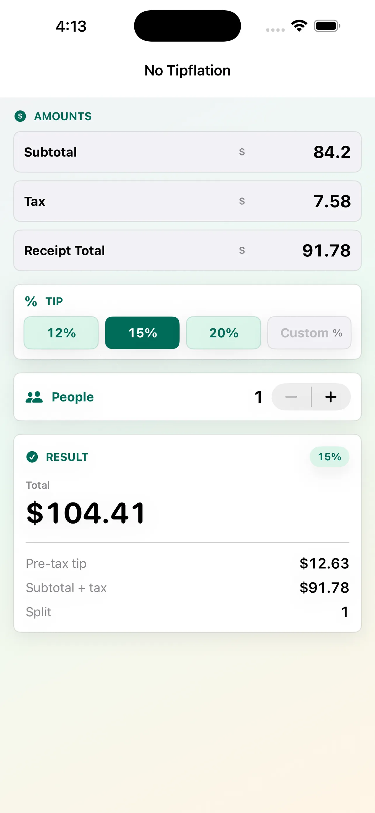 Screenshot of No tipflation