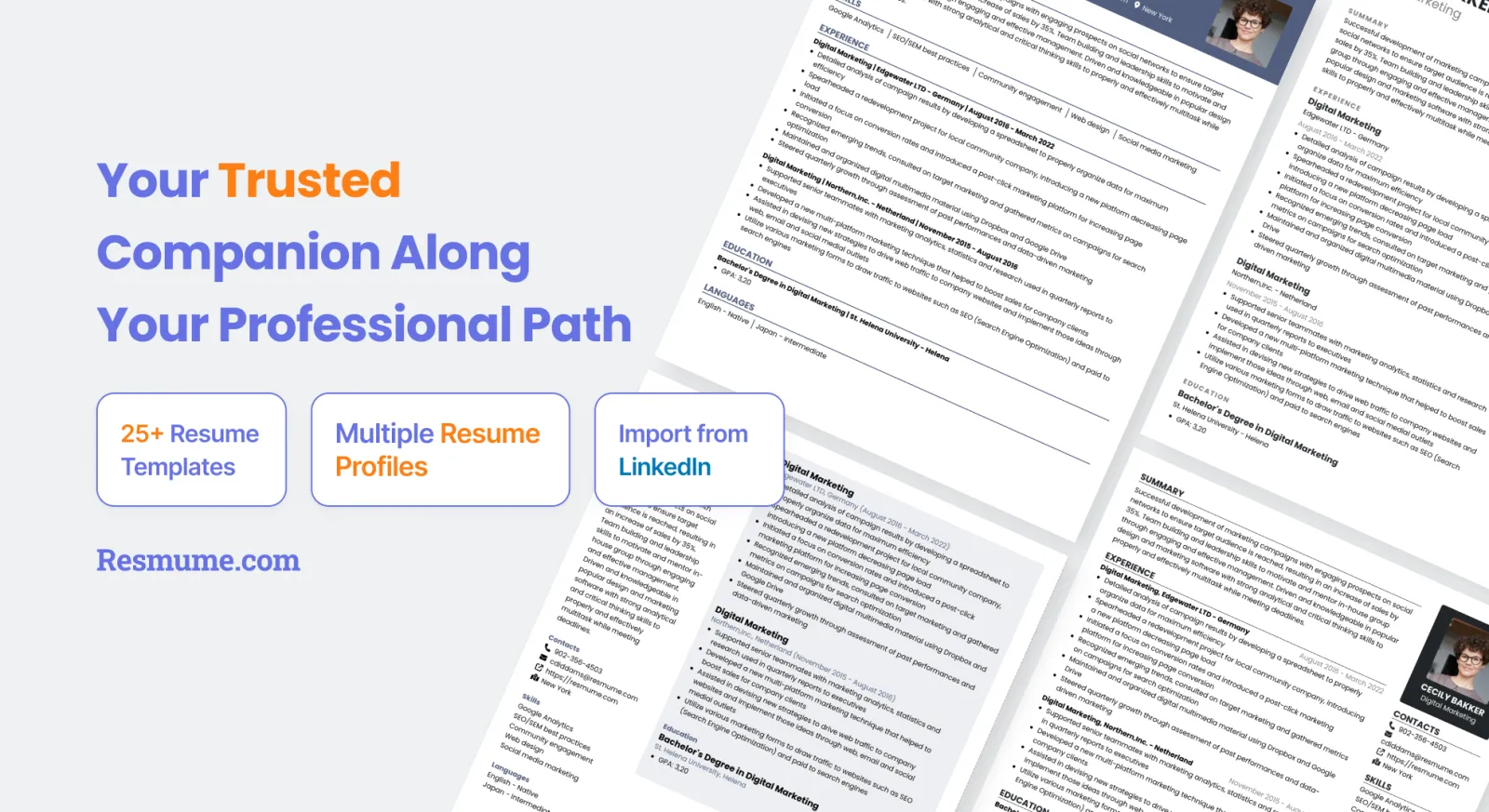 Screenshot of Resmume - Resume Builder