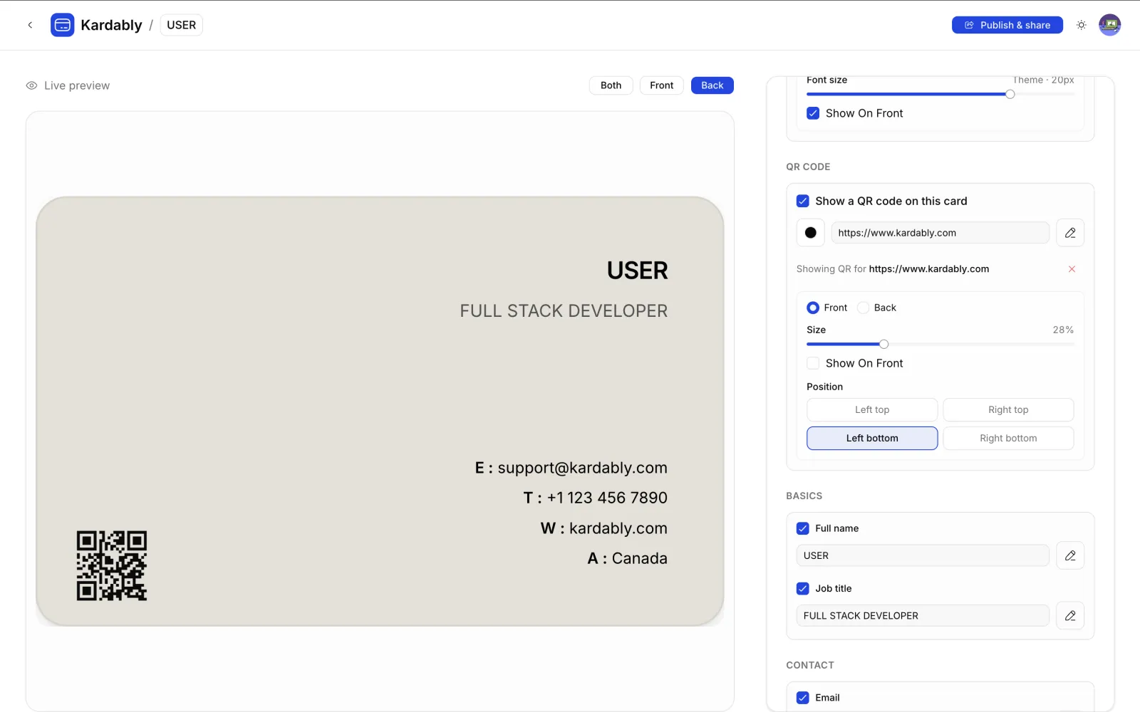 Screenshot of Kardably