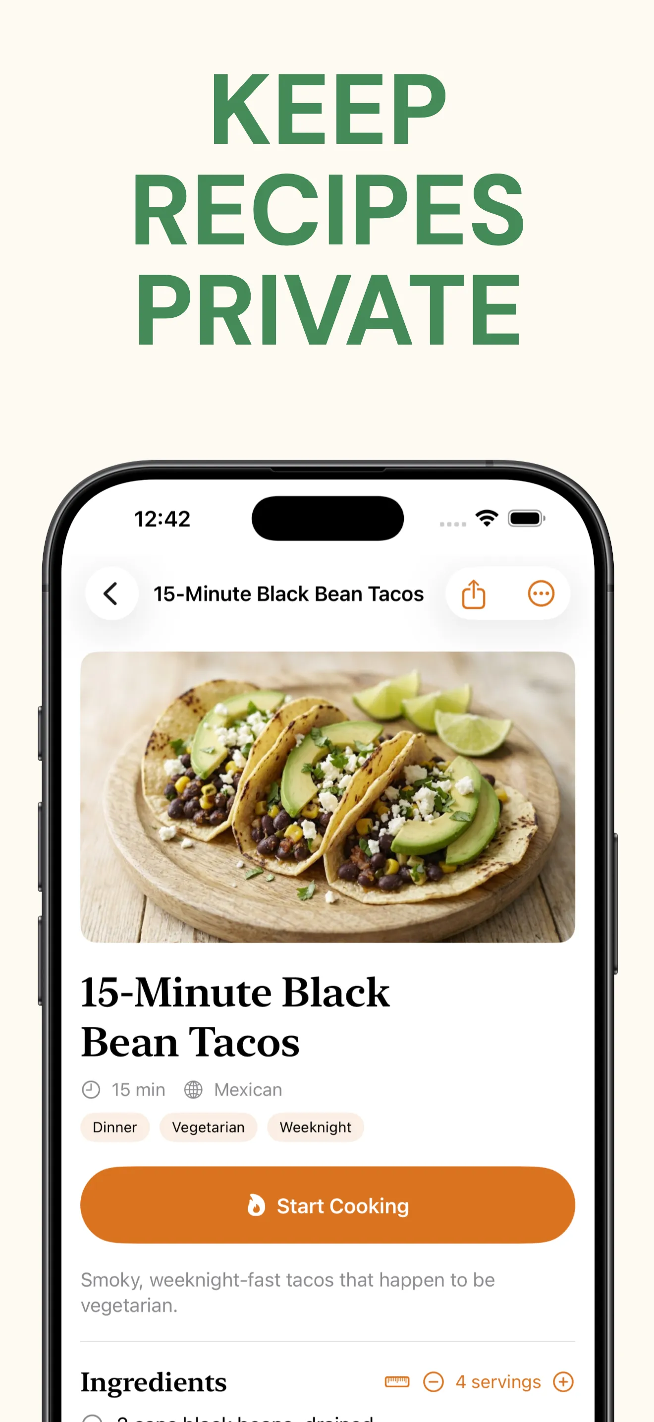 Screenshot of Mise: Save Any Recipe