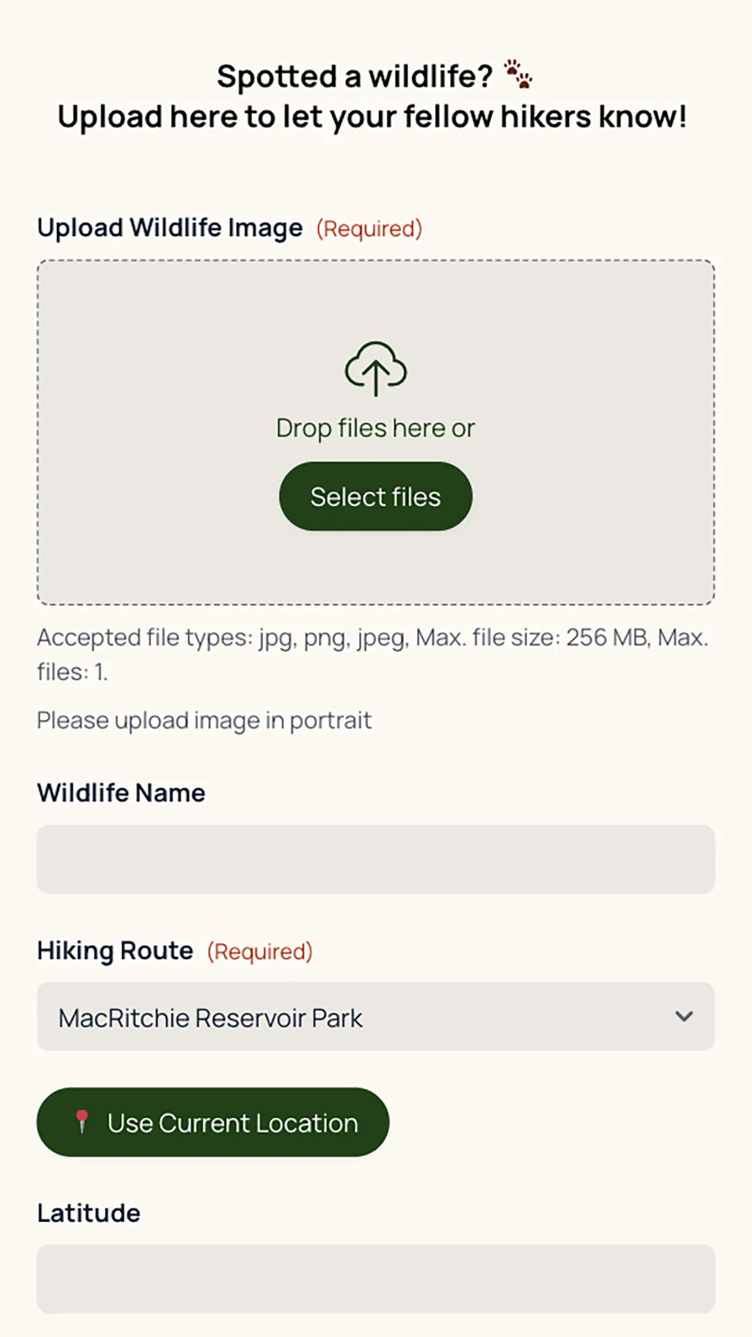 Screenshot of SG WildSight