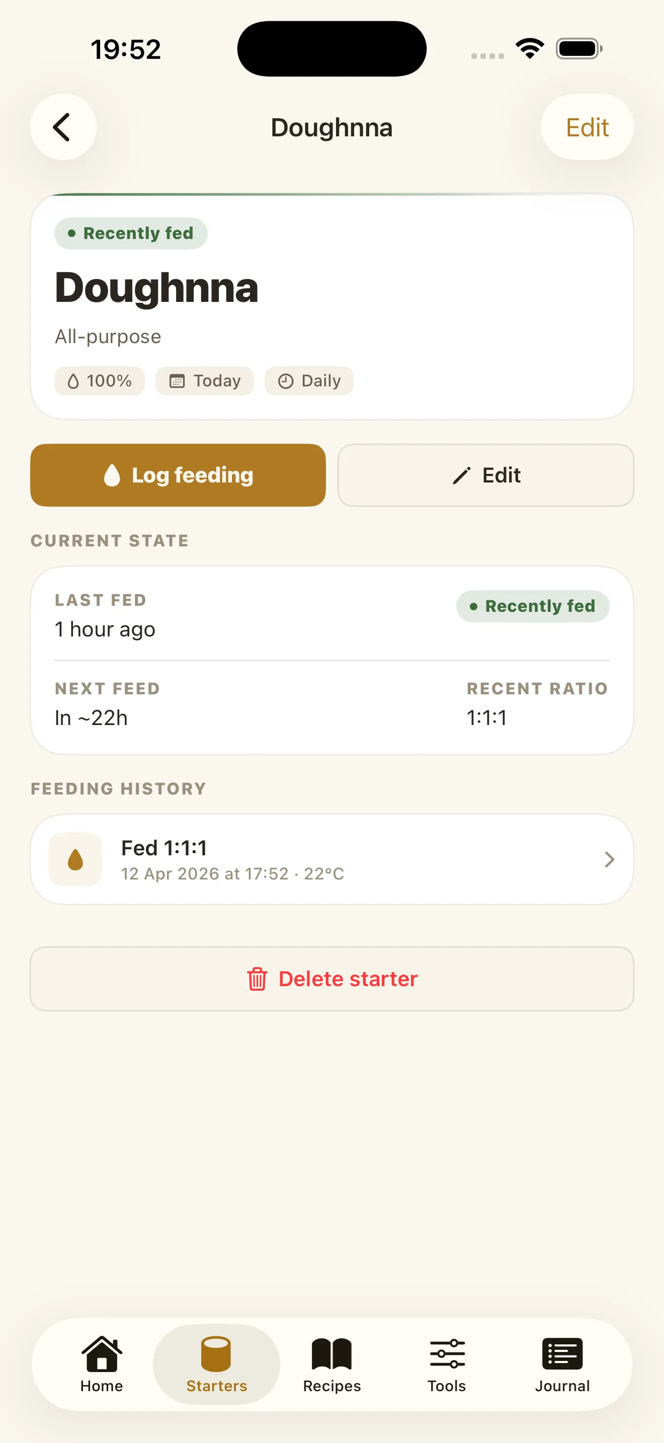 Screenshot of Yeasta - Sourdough Tracker